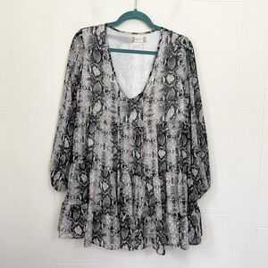 Altar’d State Long Sleeve Tiered Dress ~ Croc Snake Animal Print ~ Size S